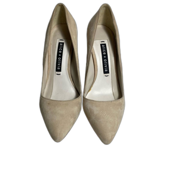 Alice+Olivia Suede Pump Heels Size: 35 Color: Nude - Picture 2 of 5